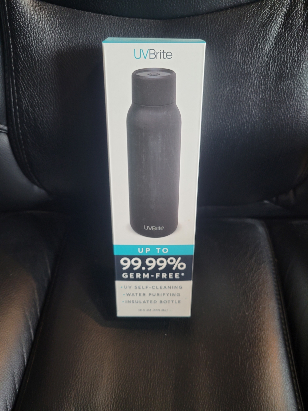 UVBrite Black Self-Cleaning Insulated Water Bottle